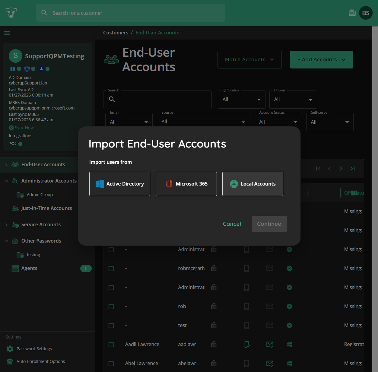 Click on Local Accounts