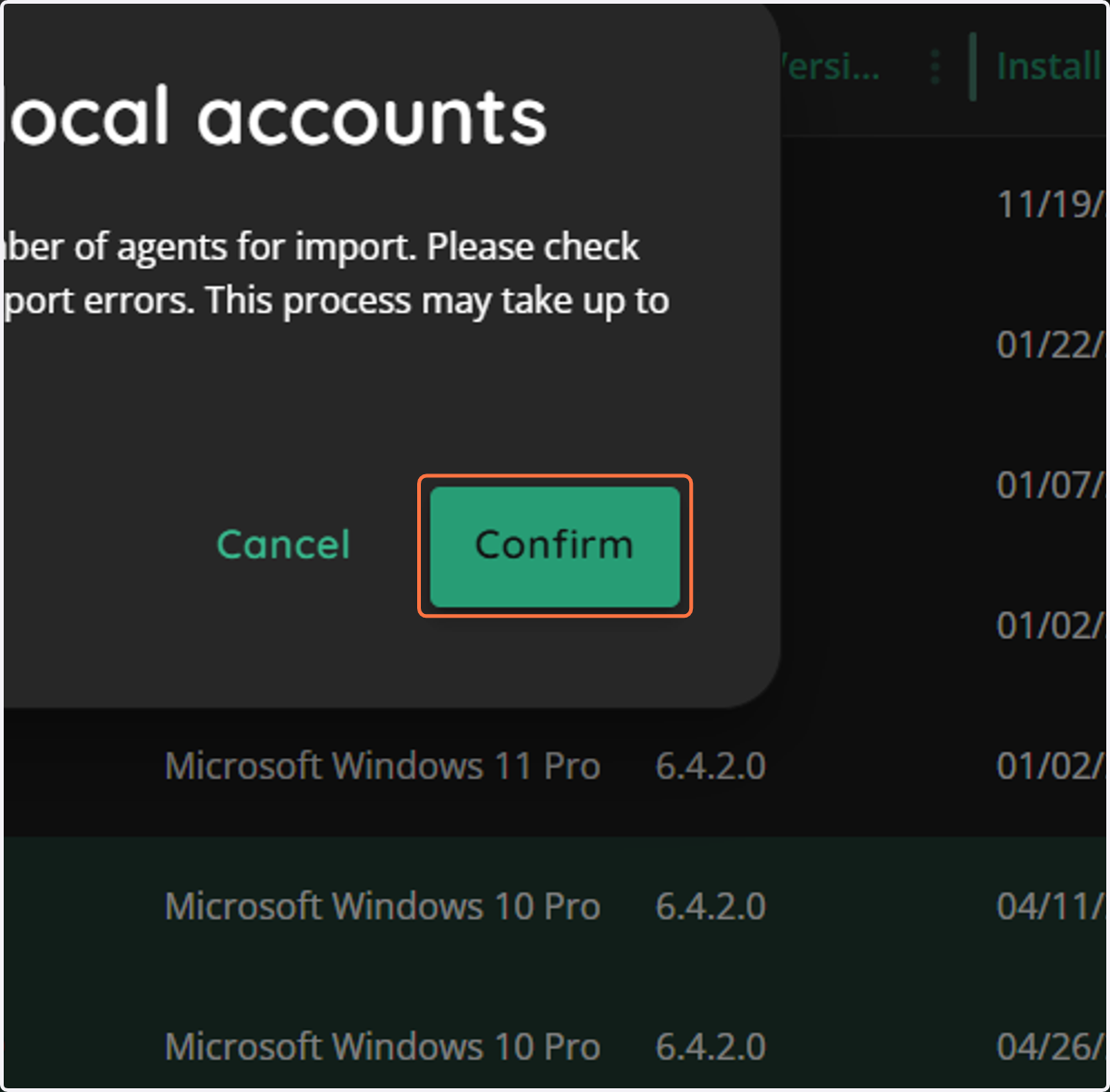 Click on Confirm