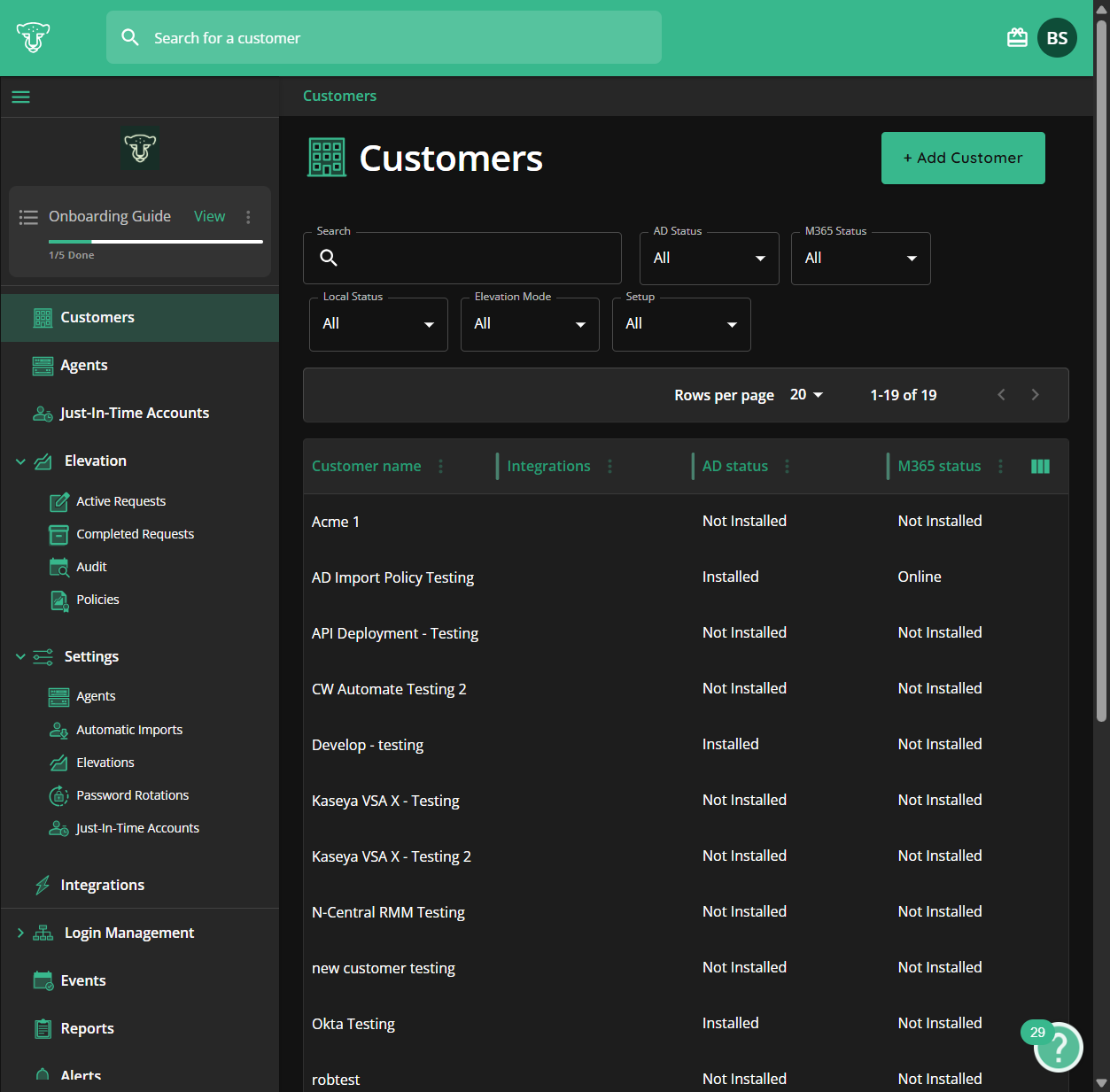 Click on Customers