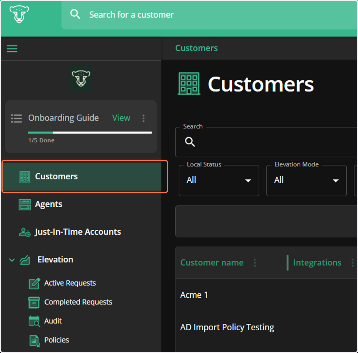 Click on Customers