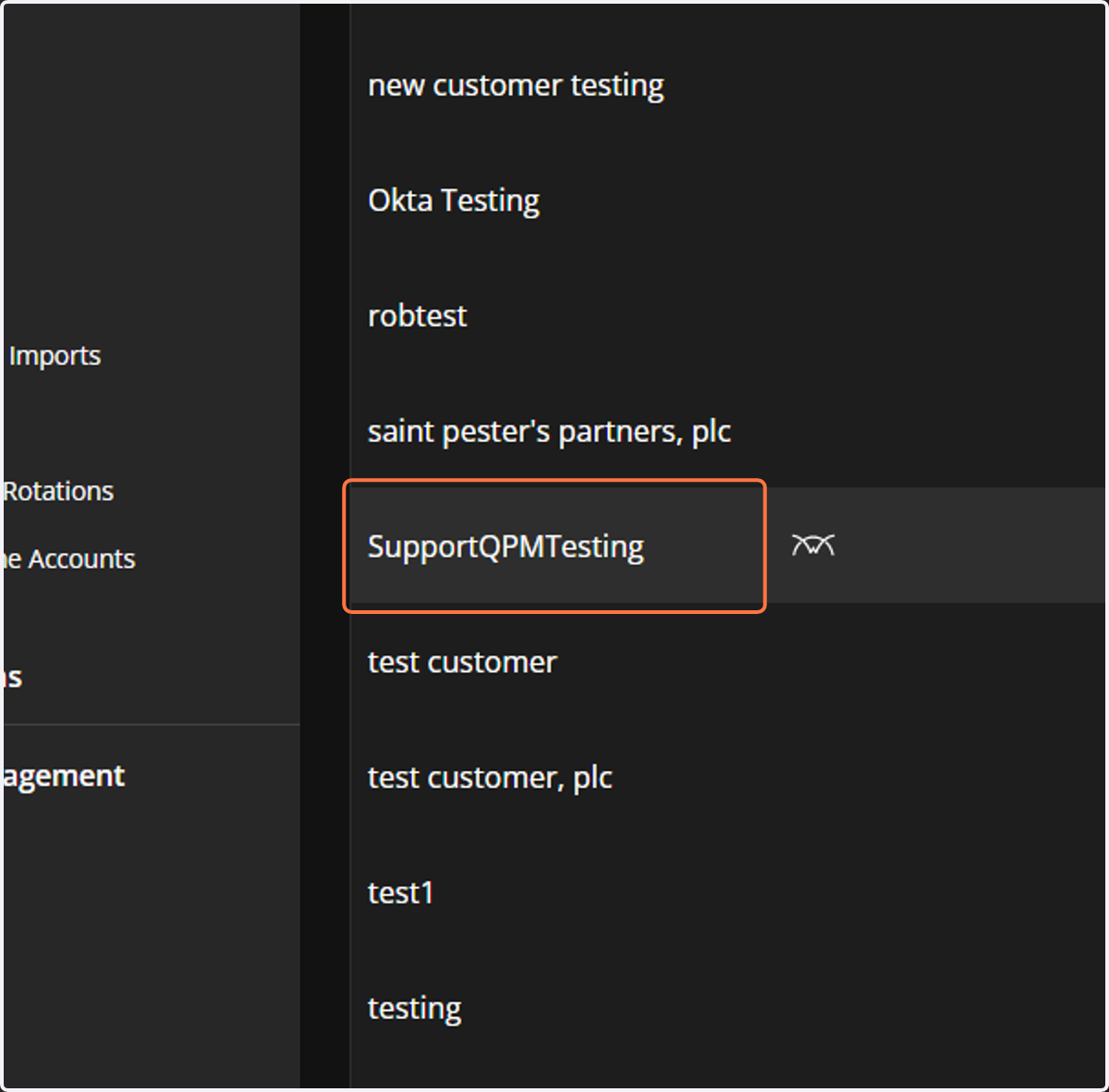 Click on SupportQPMTesting