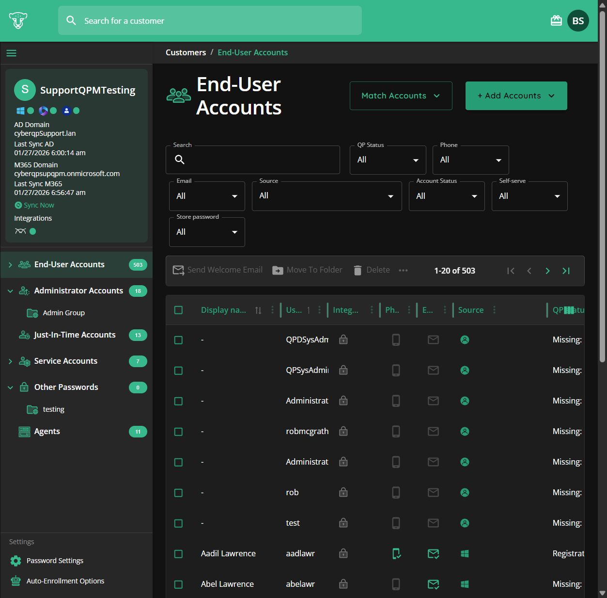 Click on + Add Accounts