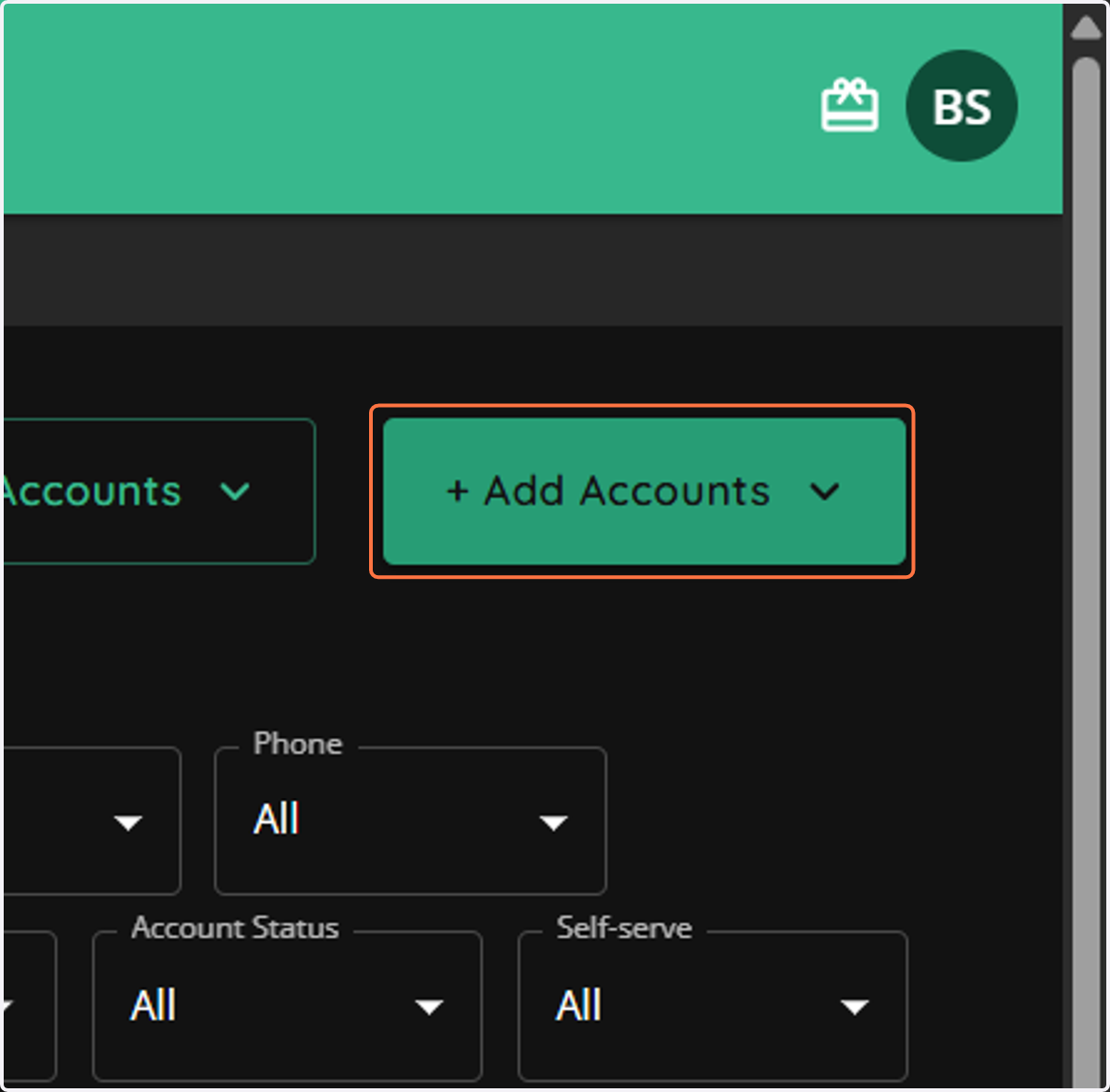 Click on + Add Accounts