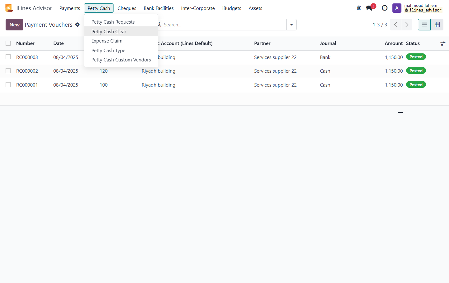Click on Petty Cash Clear
