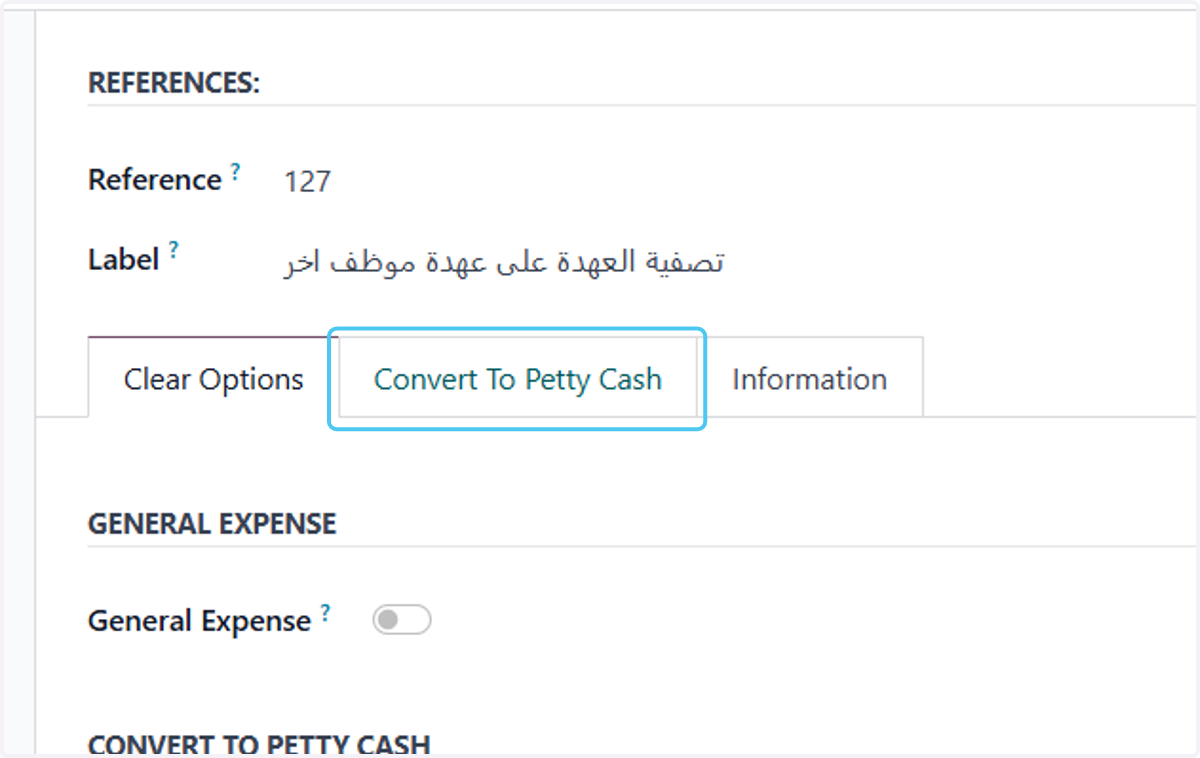 Click on Convert To Petty Cash