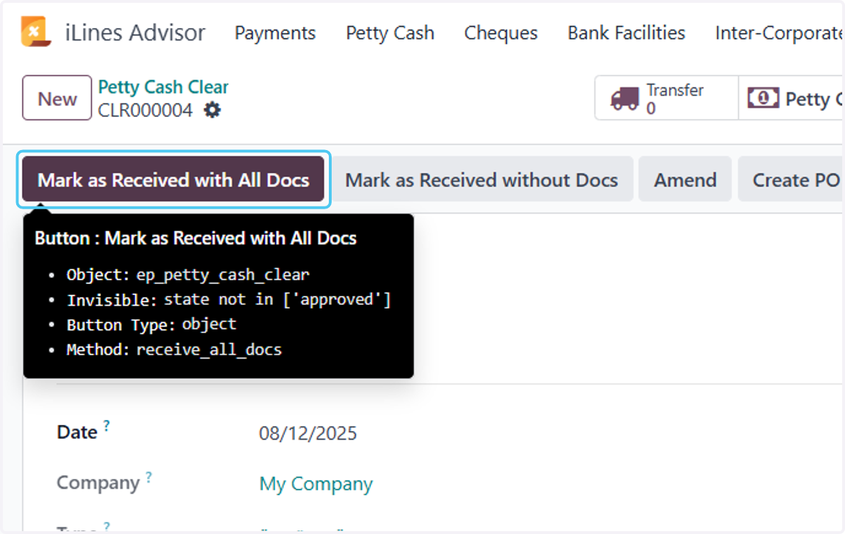 Click on Mark as Received with All Docs