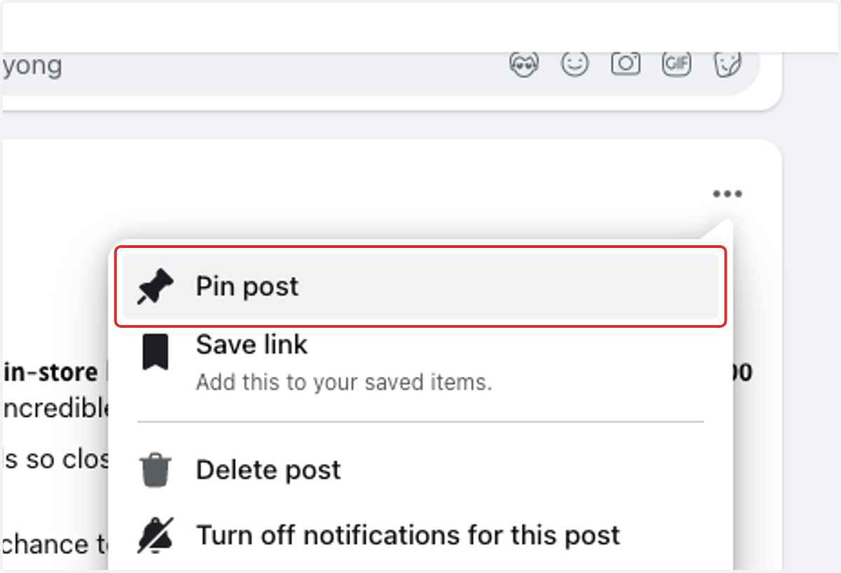 Click on Pin post