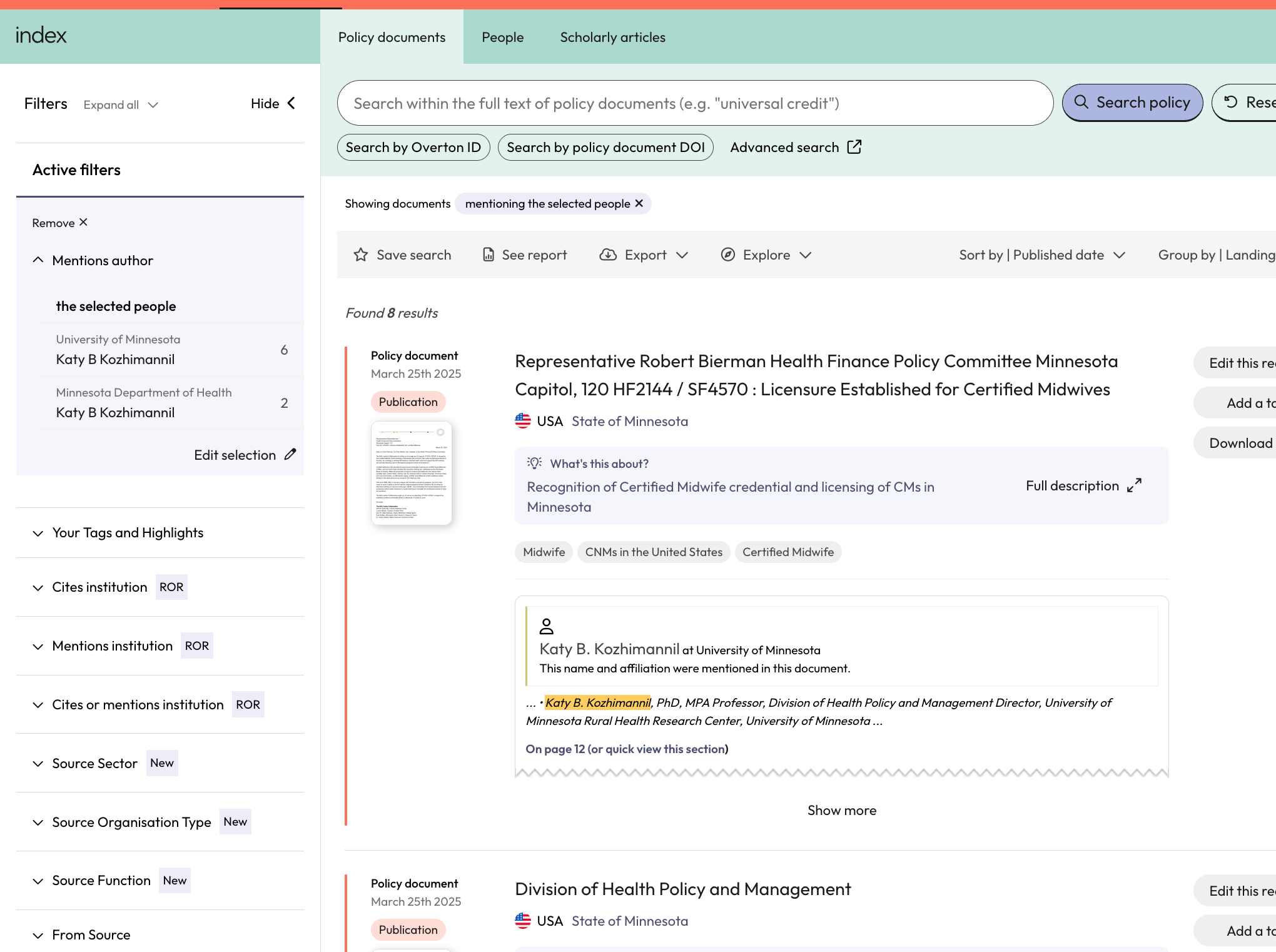 You will be taken to the 'Policy Documents' page where you can view your results.