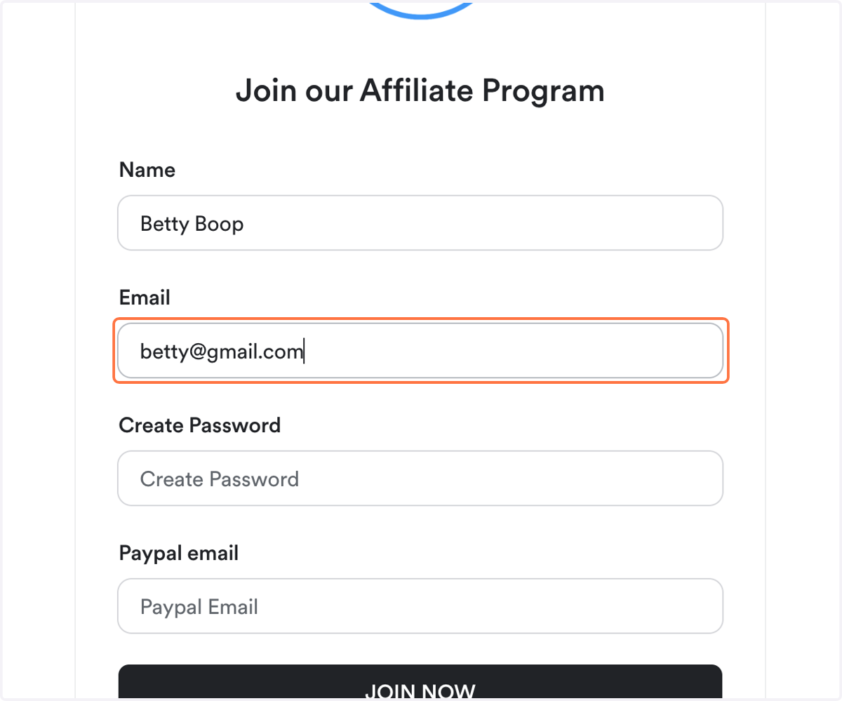 Add your email. This will be your username.