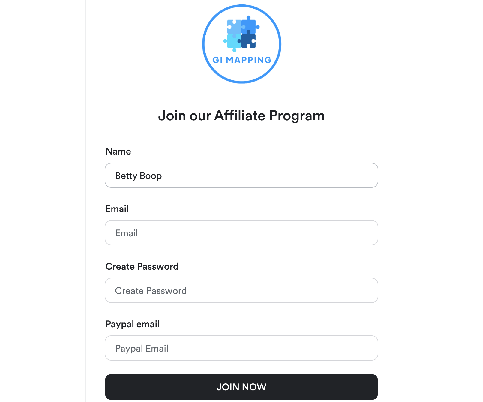 Complete the simple registration form