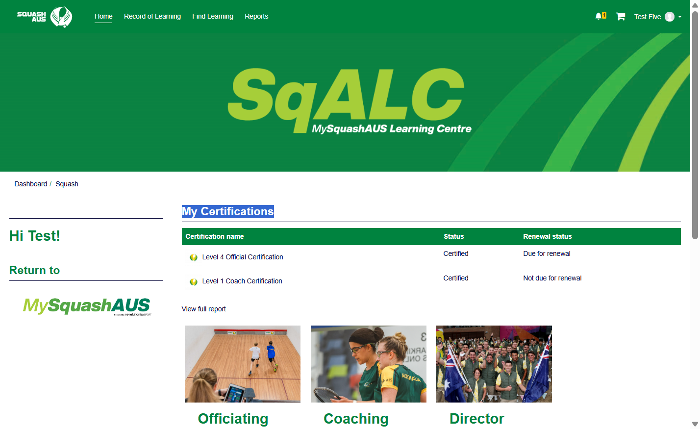 Or you can find your active certifications under 'My Certifications'.
