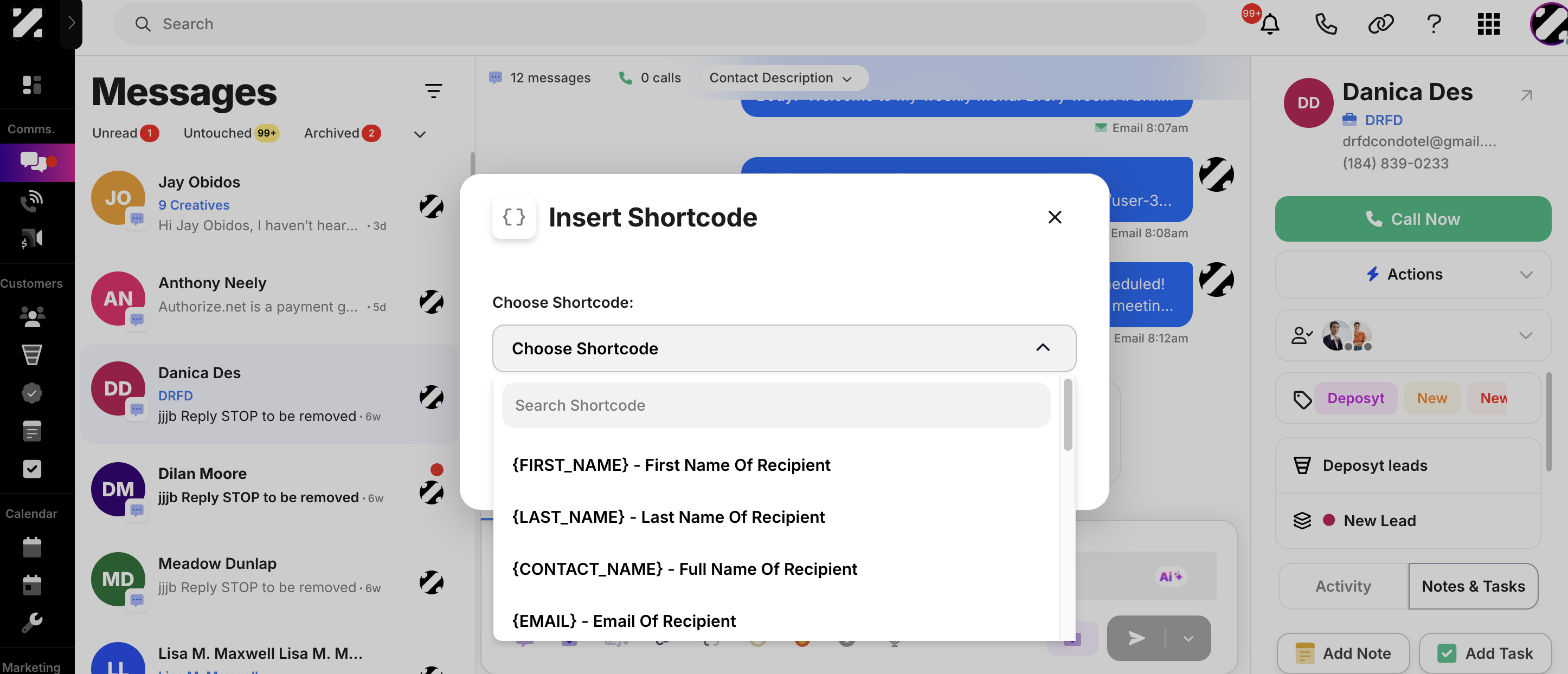 A pop-up will appear. From here, you can choose a shortcode to use.
