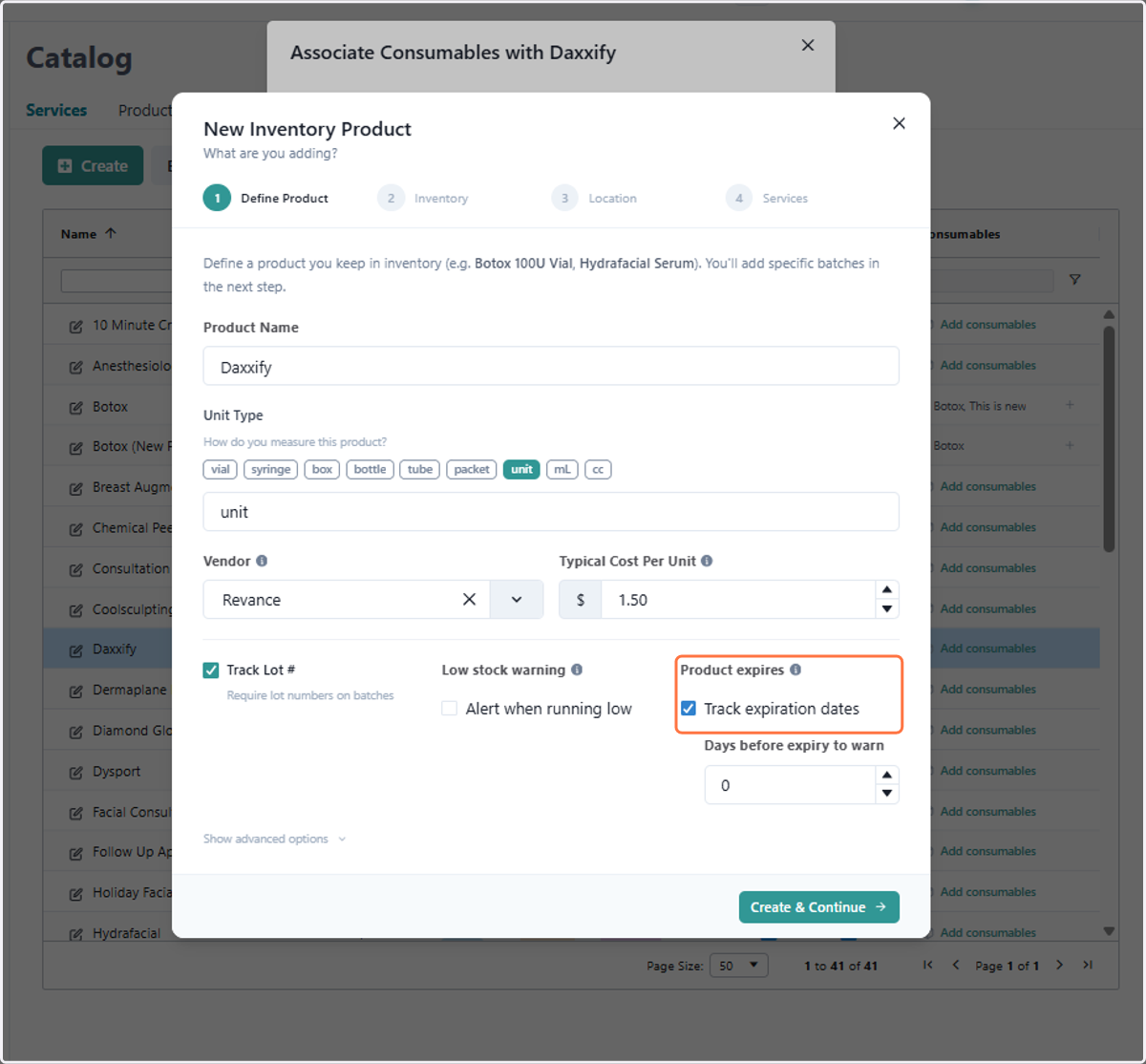 If you'd like to track expiration dates, click Track Expiration Dates
