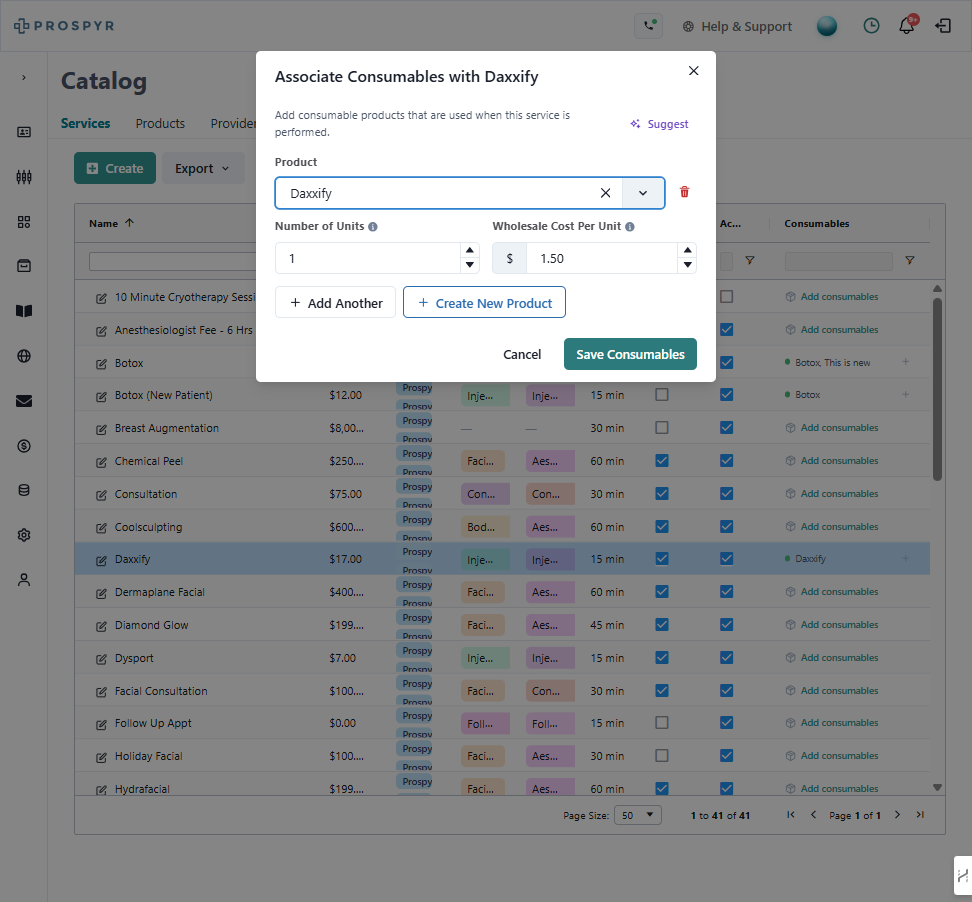 Click on Save Consumables