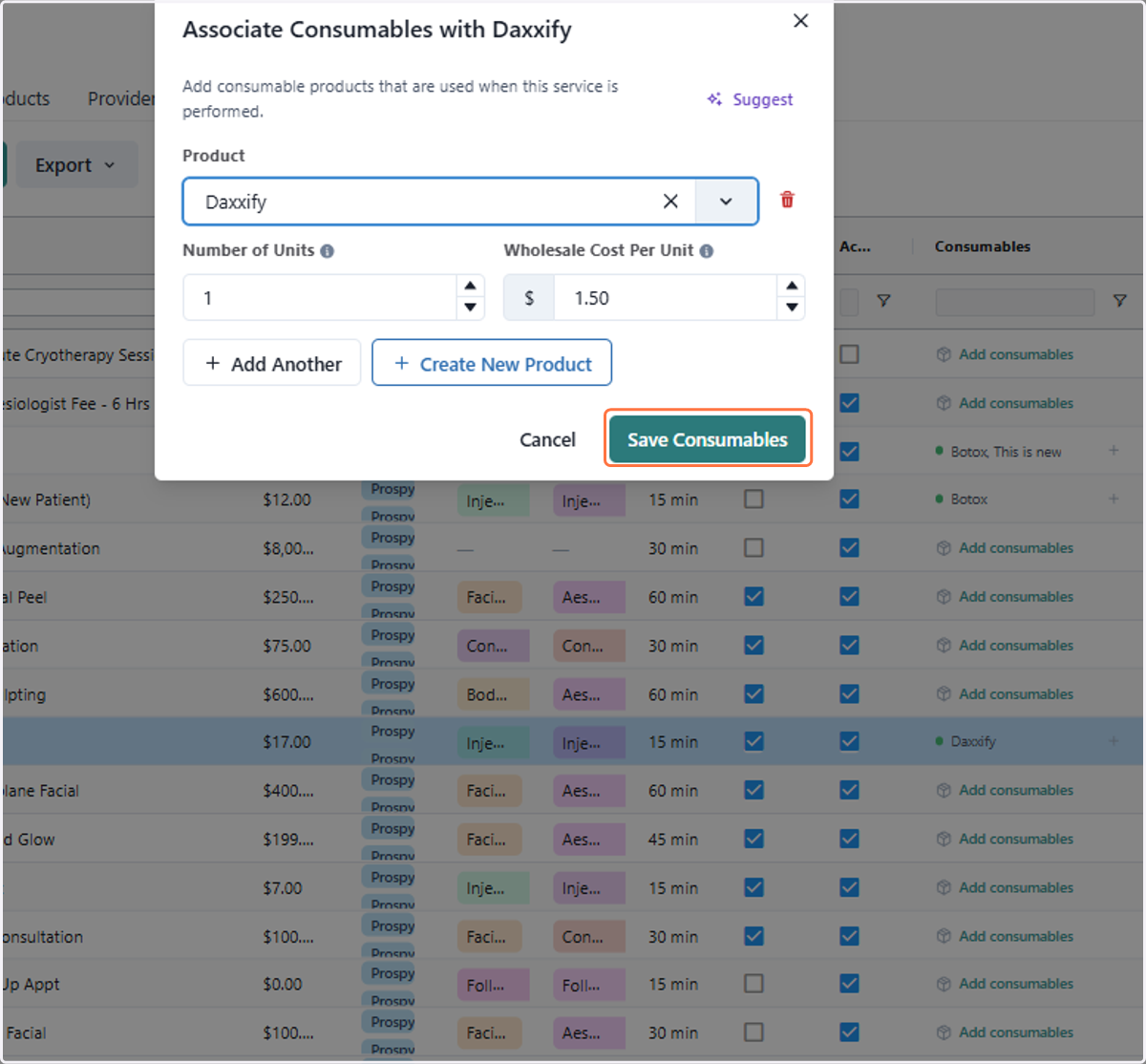 Click on Save Consumables