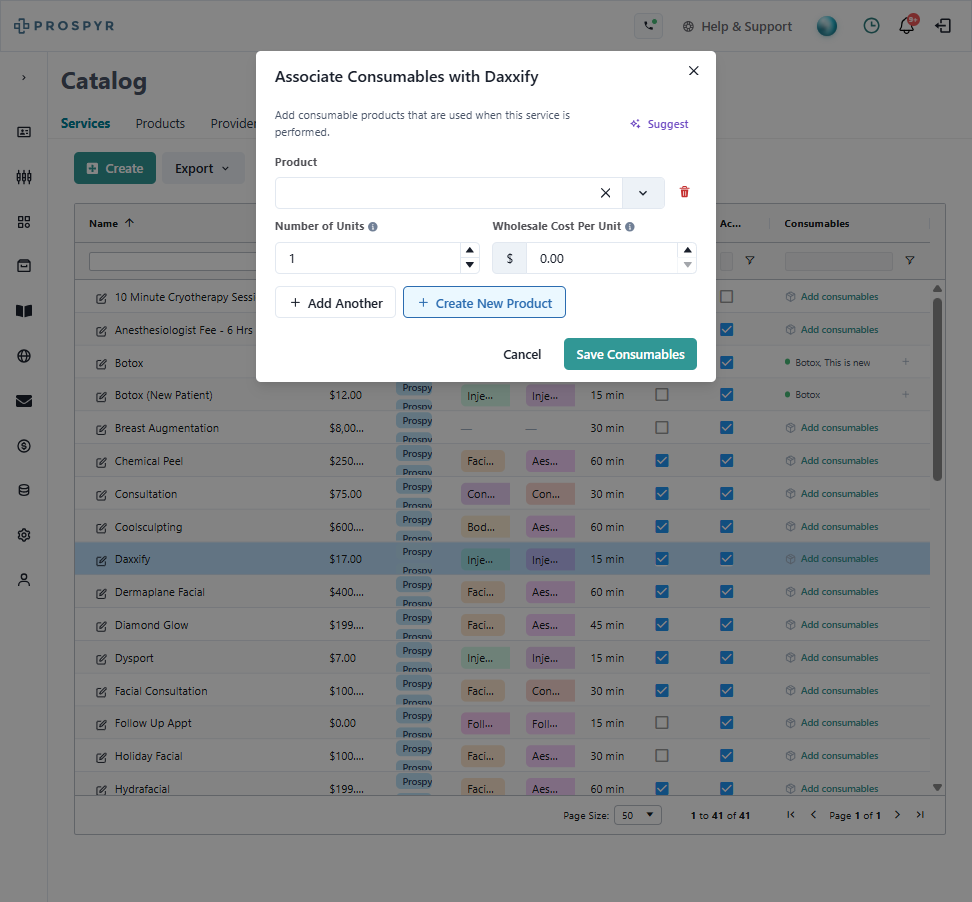 Here you can search for an existing product on the product line, or if it doesn't exist yet just click Create New Product