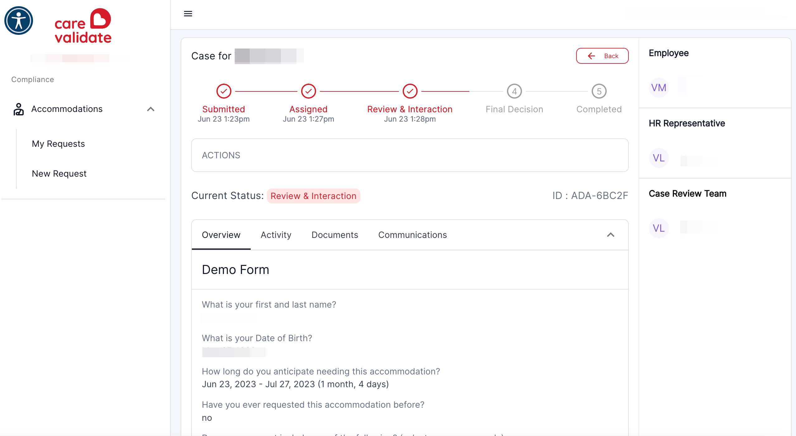 Click on the Documents tab (* The Documents and Communications sections are disabled once the case is assigned and accepted for processing.)