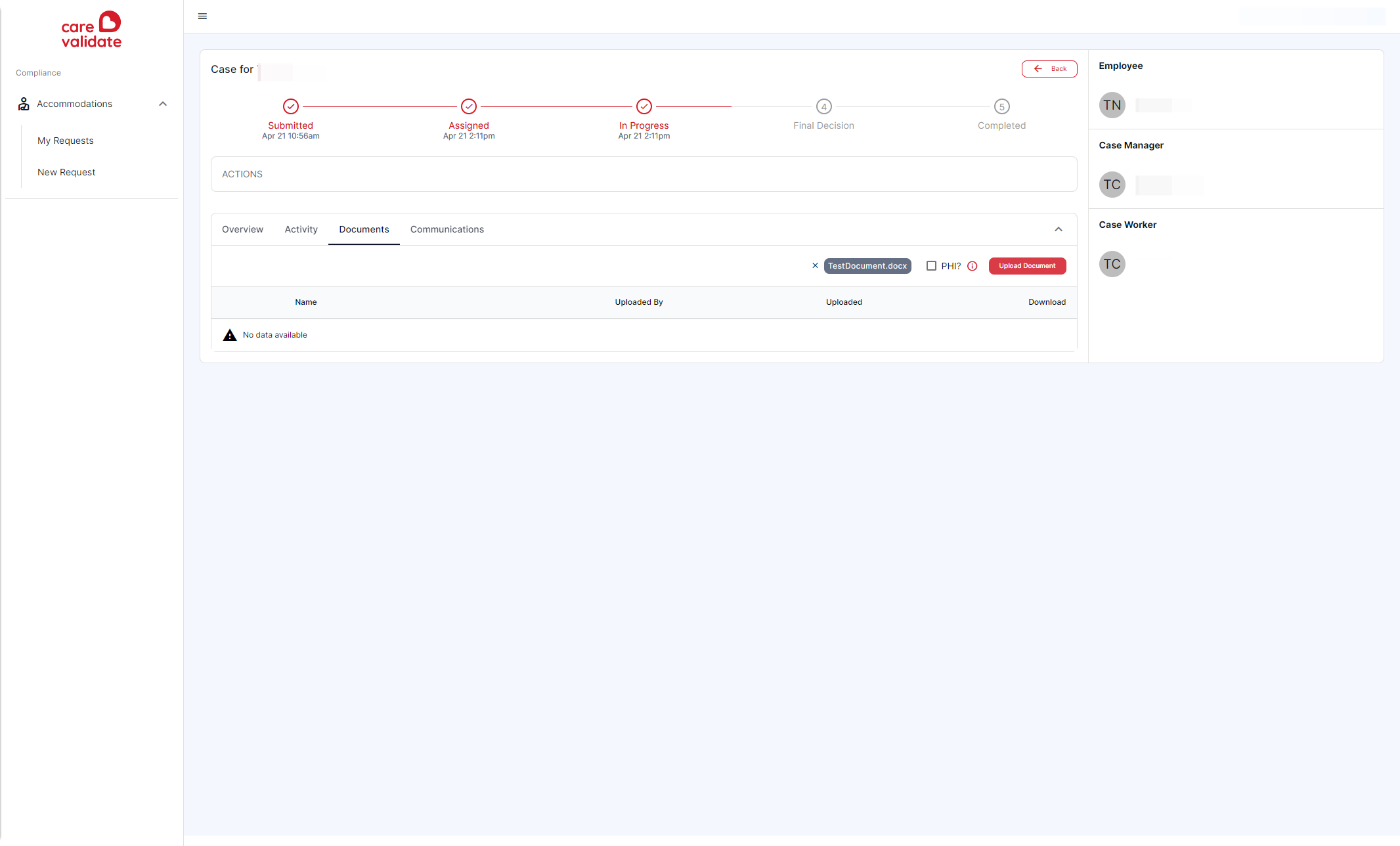 When you are ready, click the Upload Document button
