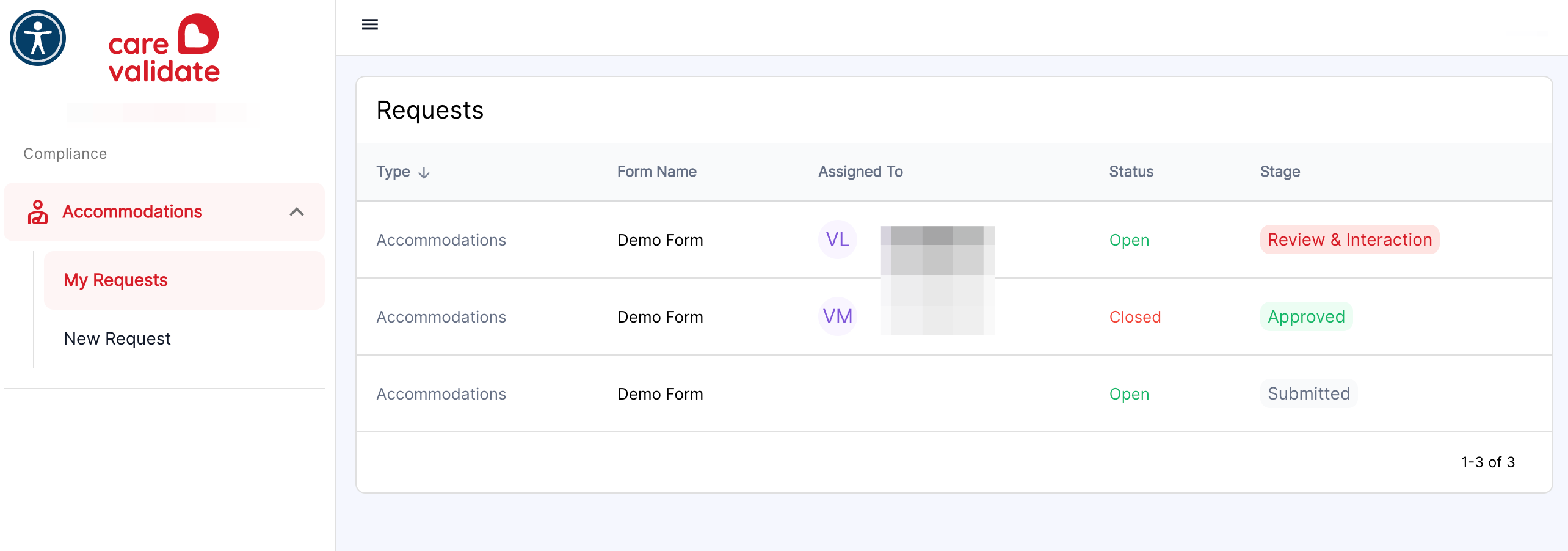 Click on the Request you need to upload a document to