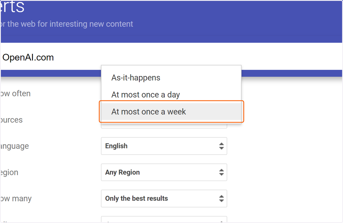 Click on "At most once a week"