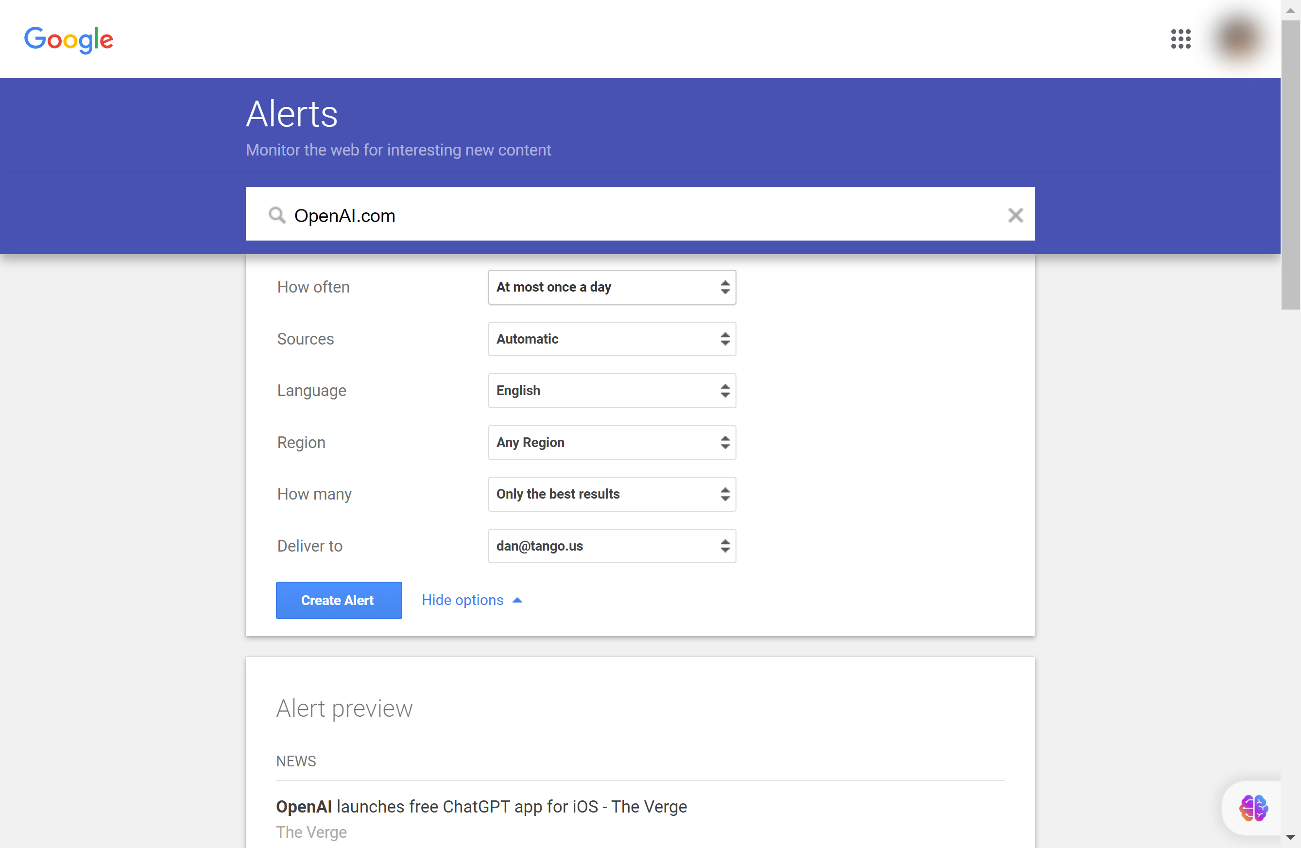 Change how often emails get sent by clicking here