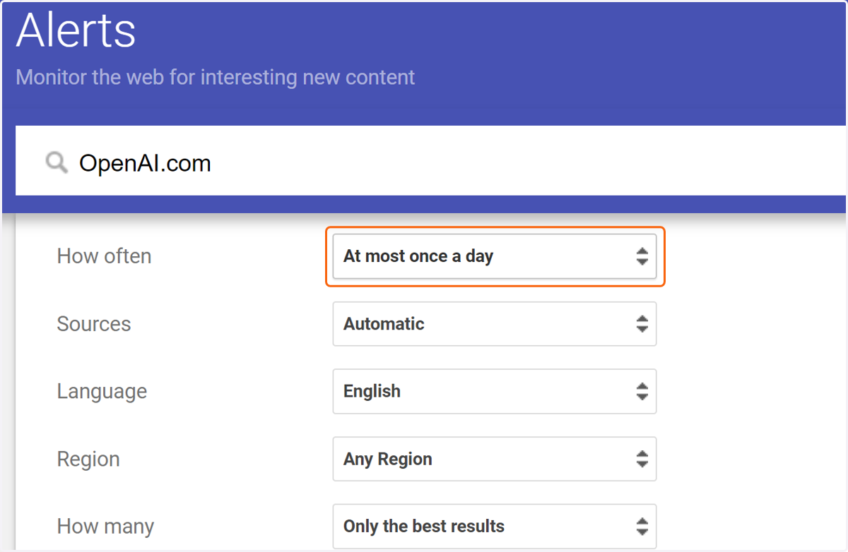 Change how often emails get sent by clicking here