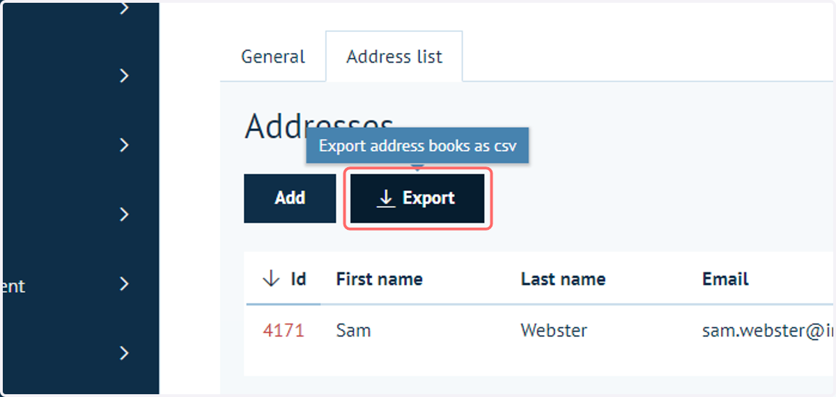 Click on Export