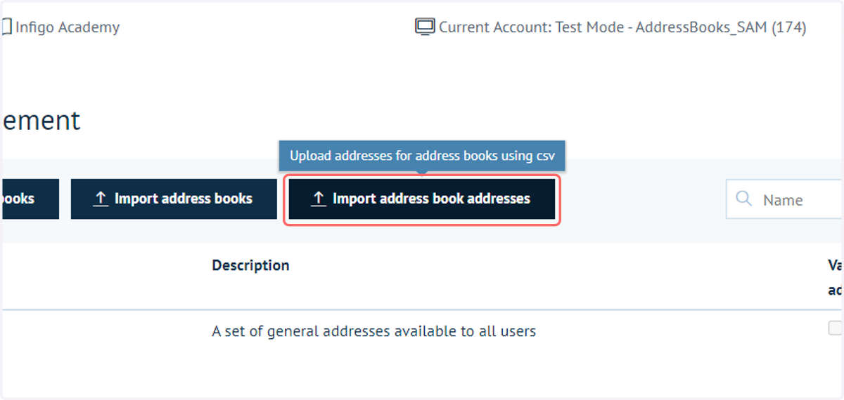 Click on Import address book addresses