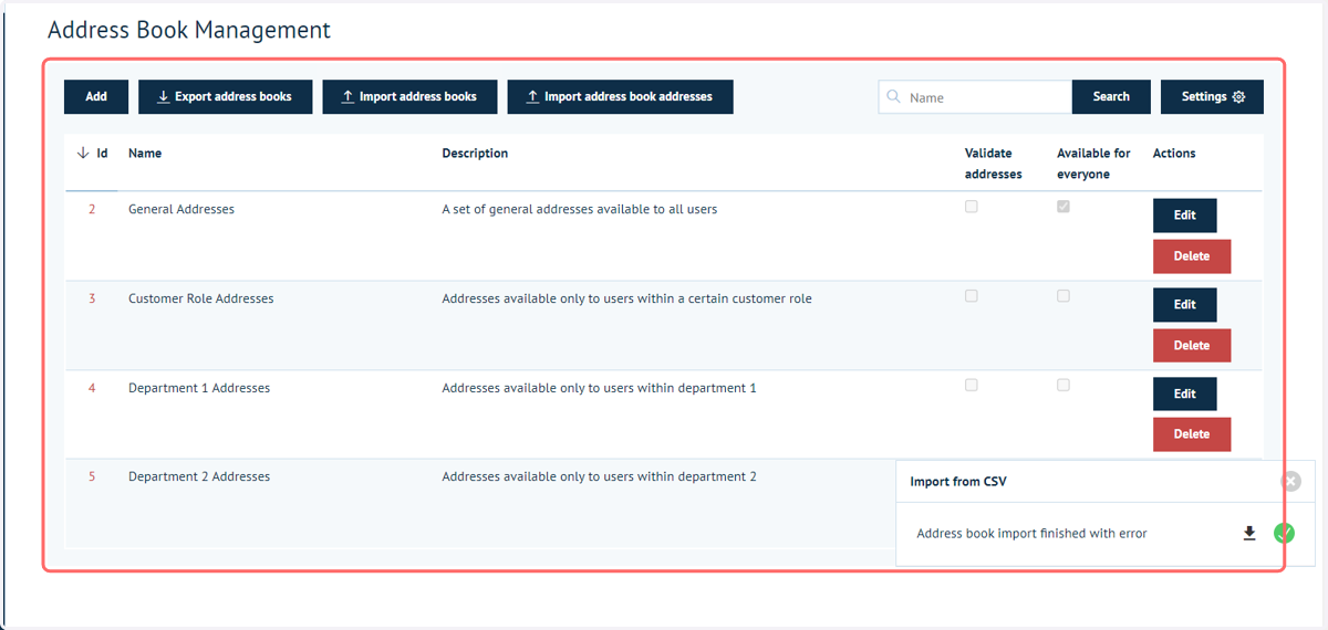 Select the CSV file and upload