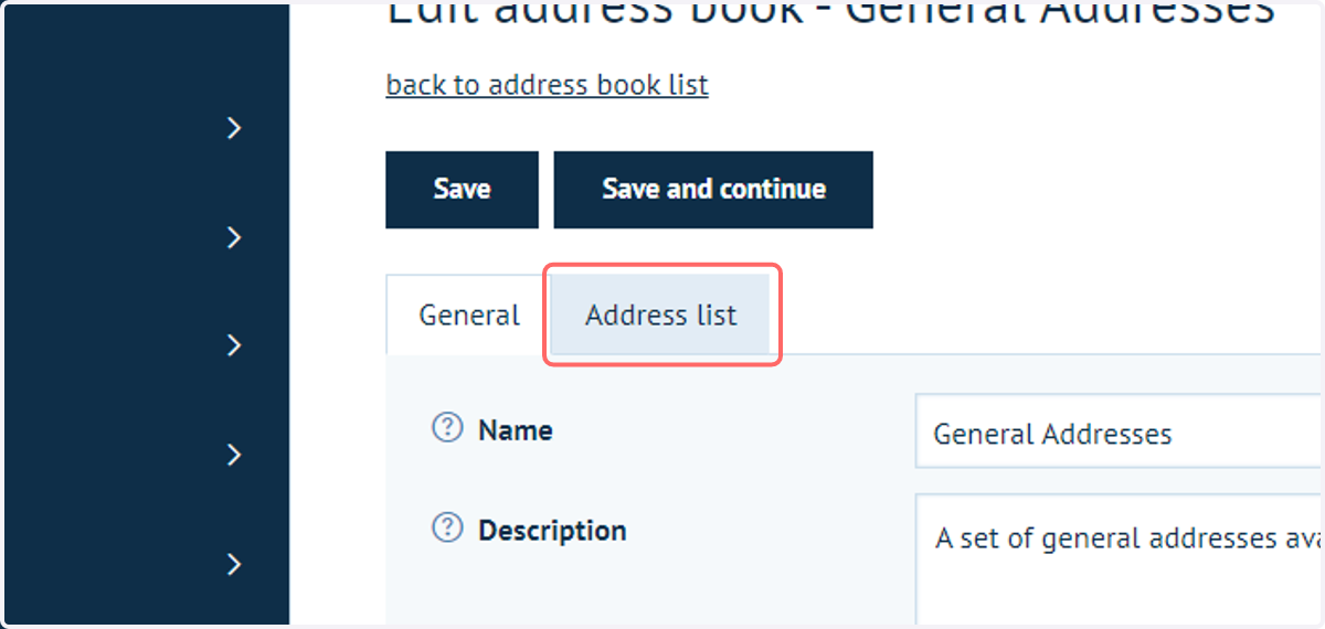 Click on Address list