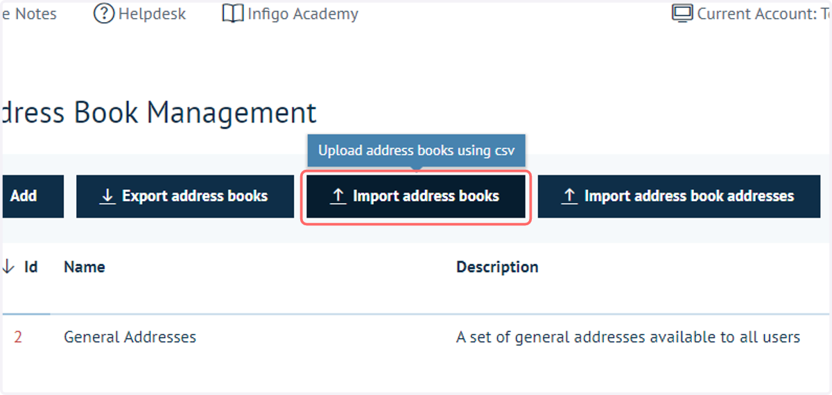 Click on Import address books