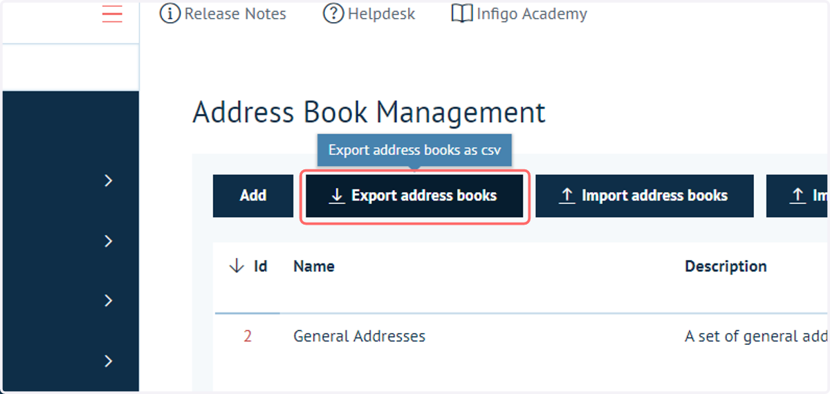 Click on Export address books