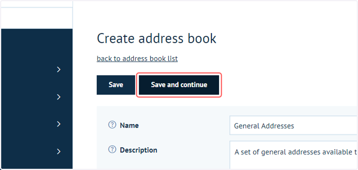 Click on Save and continue