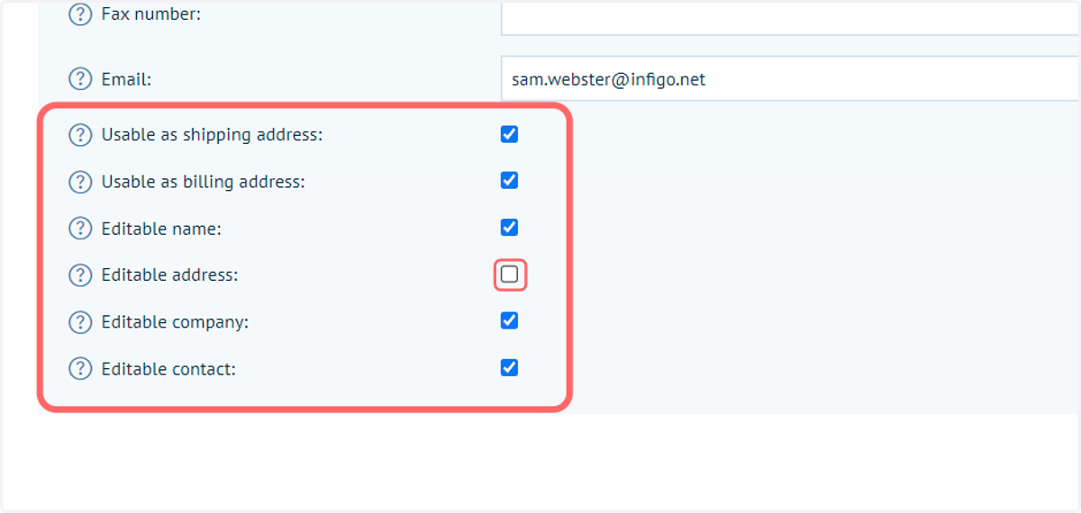 Address advanced settings