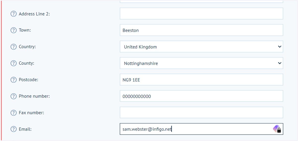 Complete the address details