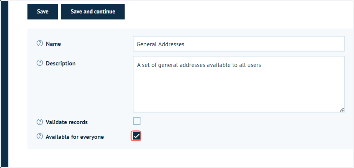 Complete address book details