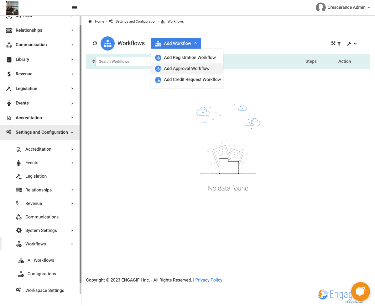 Select Add Approval Workflow