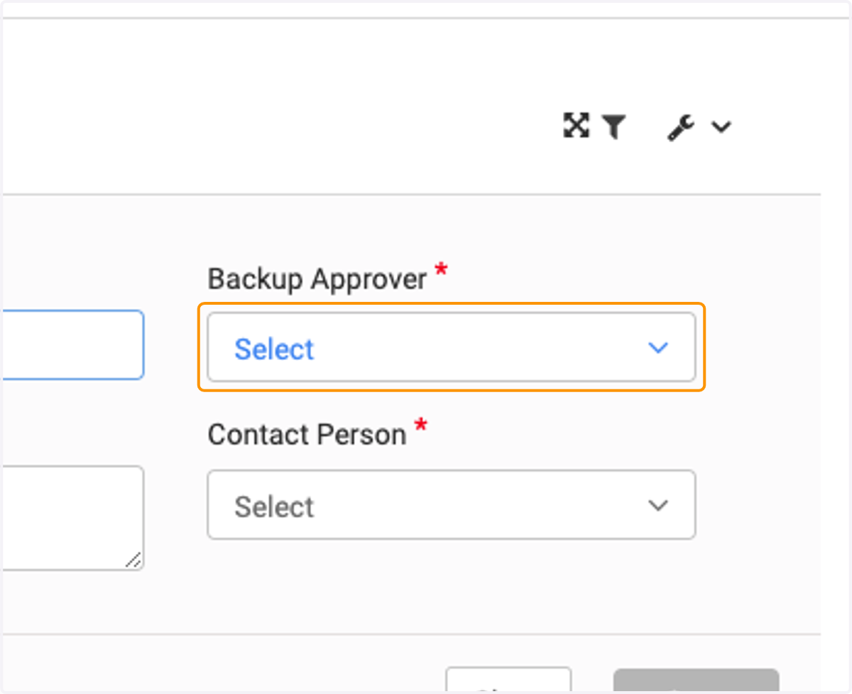 Select your Backup Approver
