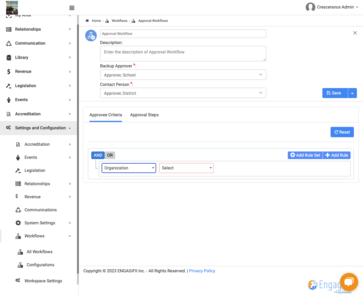 Select your Approvee Criteria settings