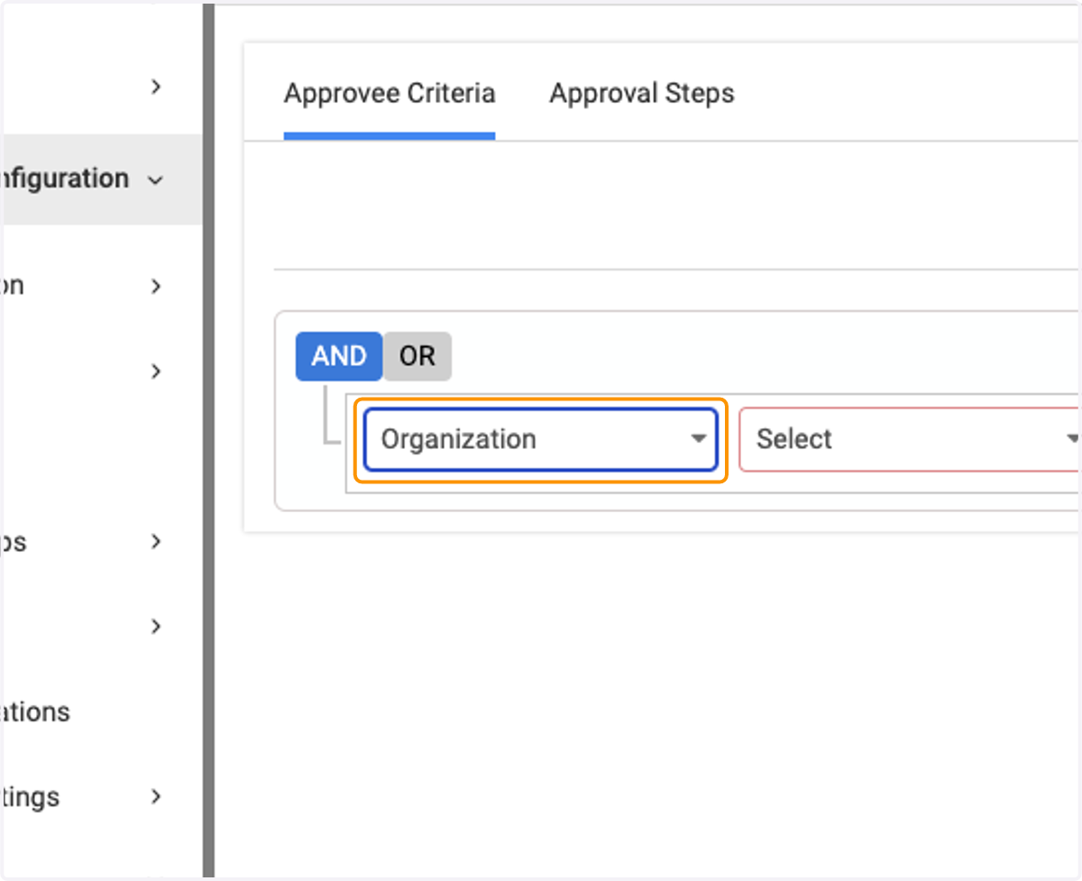 Select your Approvee Criteria settings