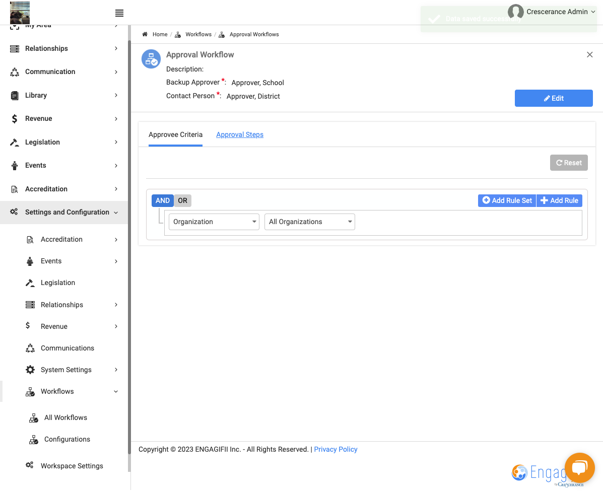Click on Approval Steps