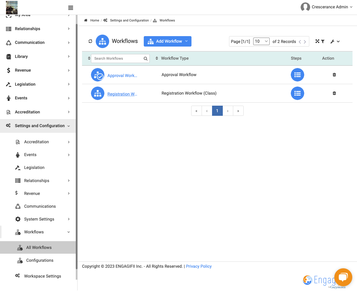 Click on your Registration Workflow