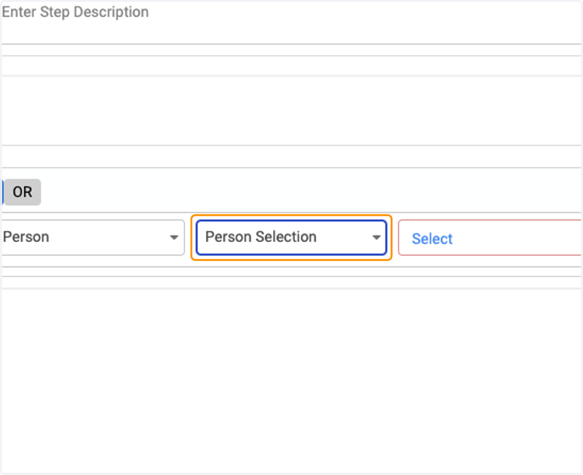 Select Person Selection in the second box