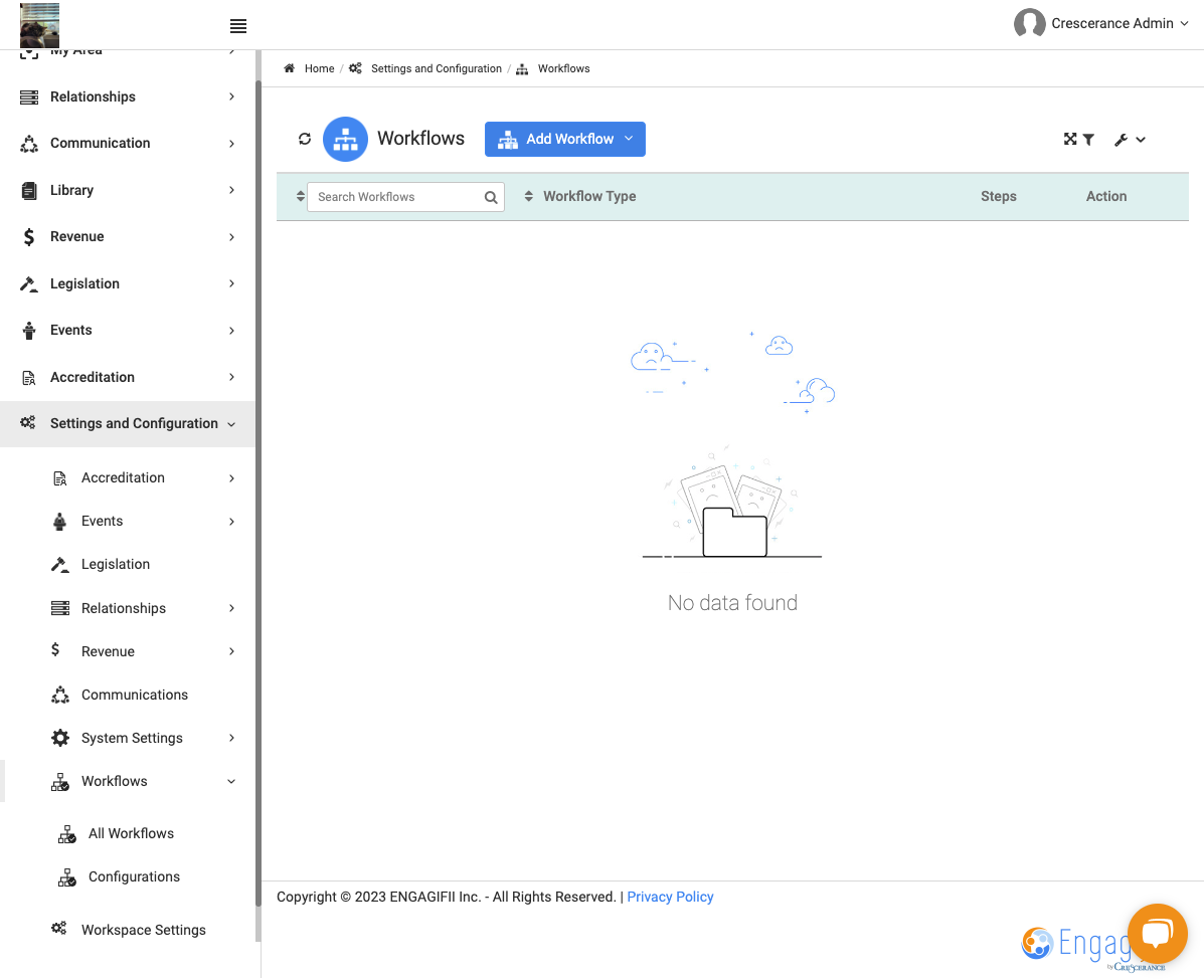 Click on Add Workflow