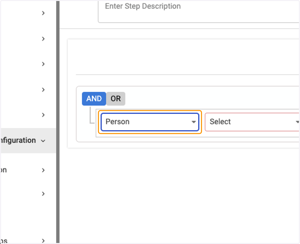 Set your criteria (in this example we are using a single individual). Choose Person from the first box