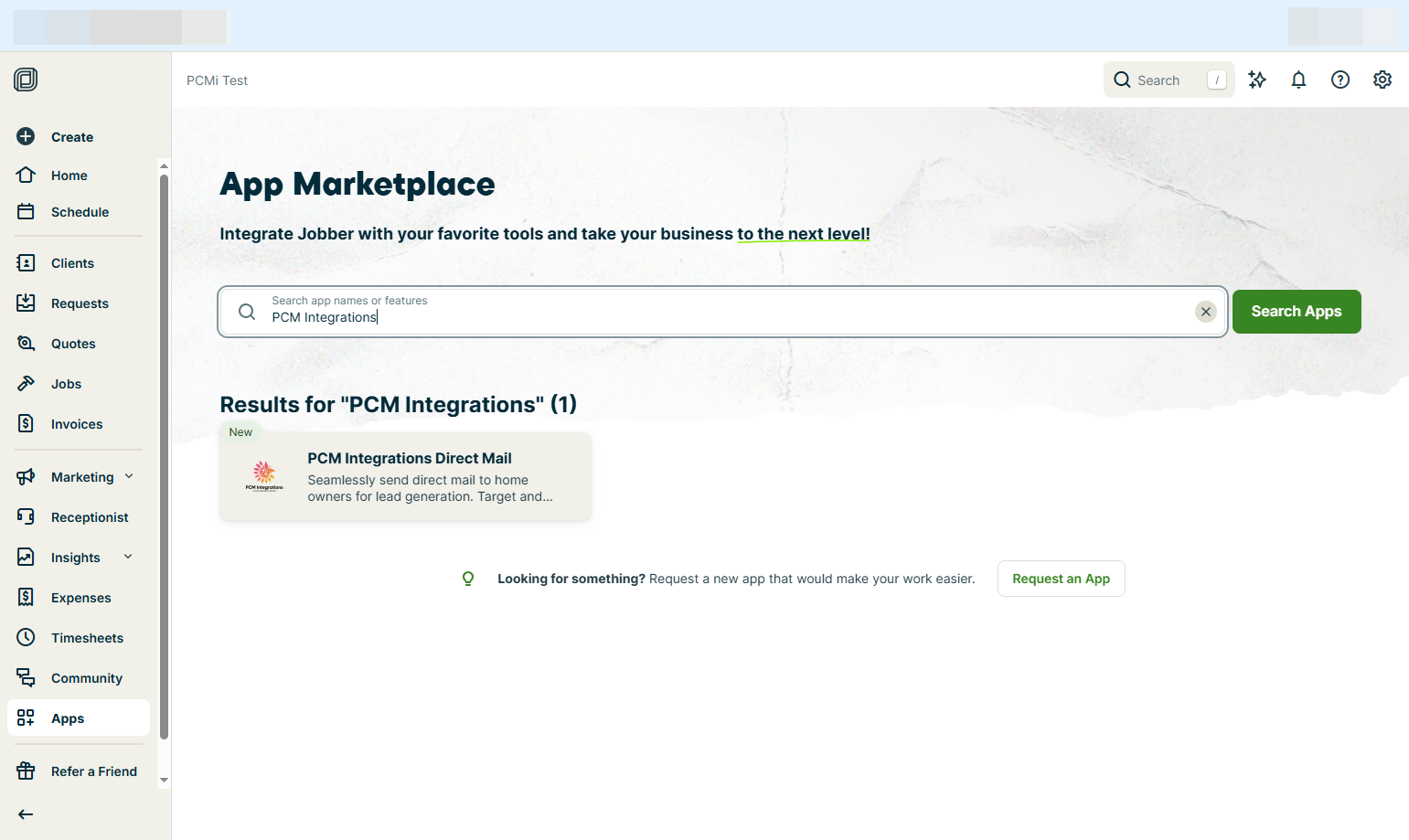 Click on PCM Integrations Direct Mail