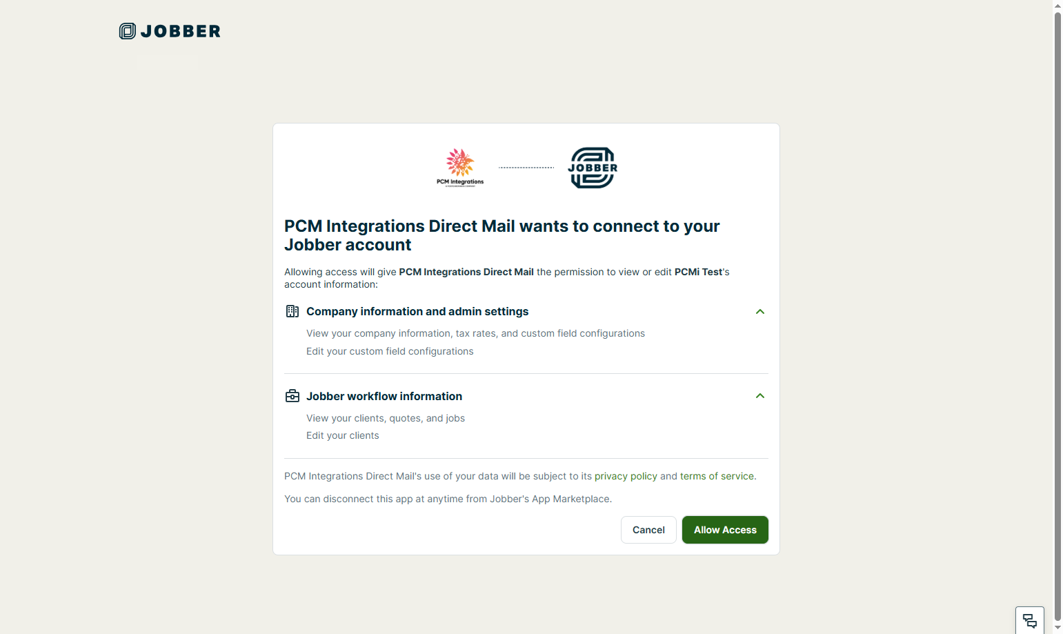 Click on Allow Access