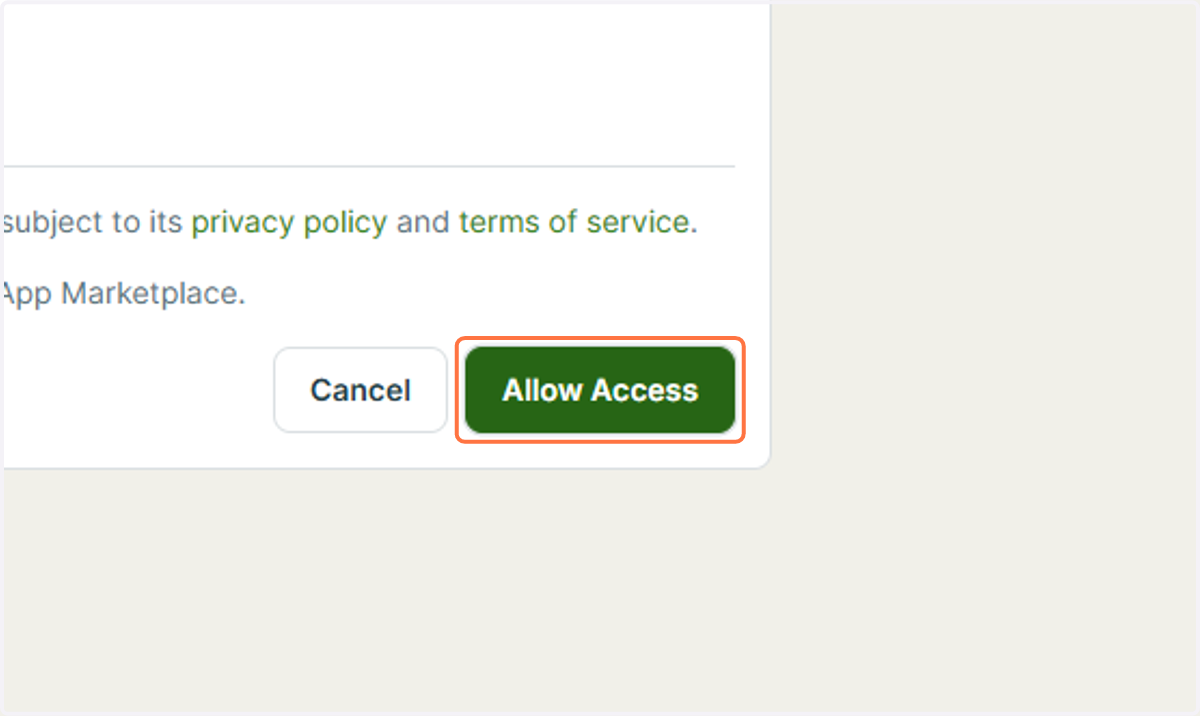 Click on Allow Access