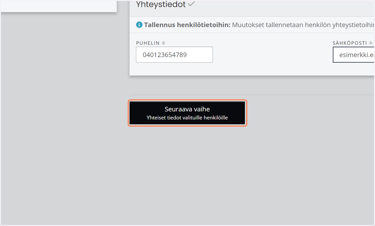 Valitse "Seuraava vaihe"