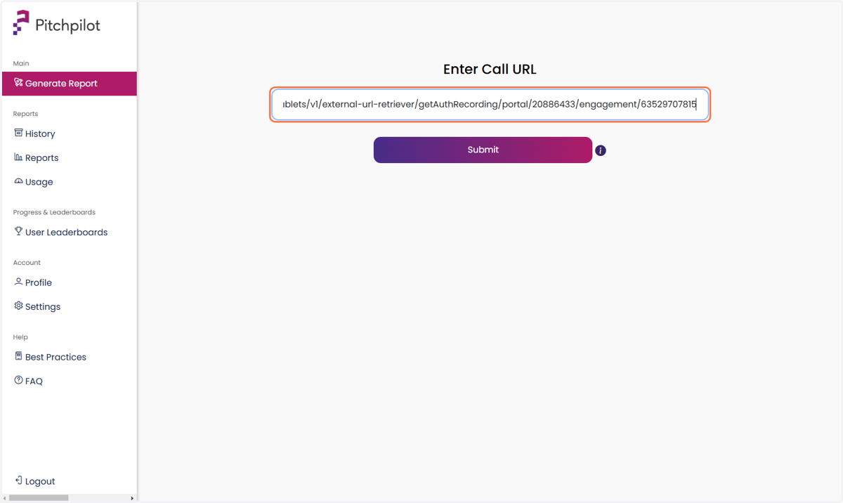 Paste the URL into Pitchpilot to generate your report!